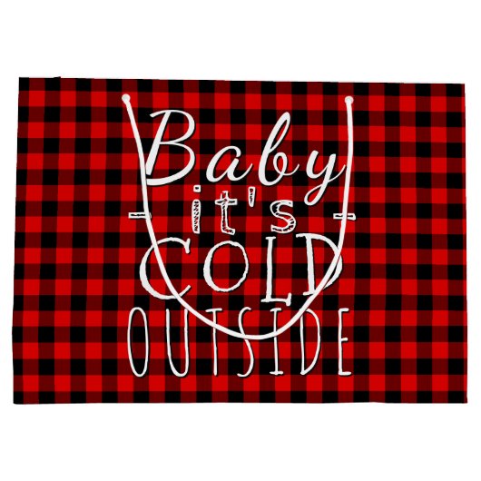 赤伝統的黒国小切手パターン ラージペーパーバッグ (裏面)