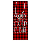 赤伝統的黒国小切手パターン ワインギフトバッグ (裏面)