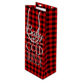 赤伝統的黒国小切手パターン ワインギフトバッグ (正面アングル)