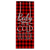 赤伝統的黒国小切手パターン ワインギフトバッグ (正面)