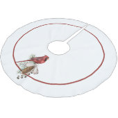 赤伝統的(鳥)ショウジョウコウカンチョウ、メリークリスマス ブラッシュドポリエステルツリースカート (アングル)