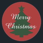 赤伝統的- Merry Christmas Sticker ラウンドシール<br><div class="desc">クリスマスの木とスターとエレガントクリスマスカラーのステッカーと赤と緑のステッカーを使用しスタイリッシュて伝統的、あなたのクリスマスのギフトを強化す伝統的る。時シンプルを超えた魅力を実現すミニマルる色と清浄な無地のデザイン。プライベートおよびビジネス用途に最適。</div>