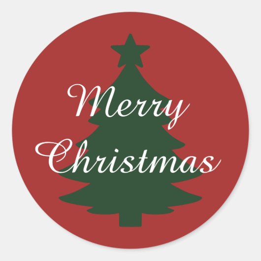 赤伝統的- Merry Christmas Sticker ラウンドシール (正面)