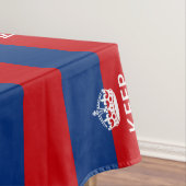 赤保色の文字を落ち着かせストライプる テーブルクロス (インサイチュ)