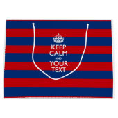 赤保色の文字を落ち着かせストライプる ラージペーパーバッグ (正面)