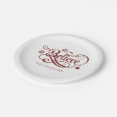 赤信じ雪片スターズクリスマスホリデー ペーパープレート (アングル)