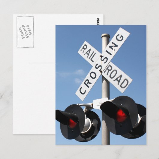 赤信号 – 踏切記号 ポストカード (正面/裏面)