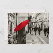赤傘（モノクロ） ポストカード (正面/裏面)
