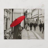 赤傘（モノクロ） ポストカード (正面)