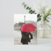 赤傘（モノクロ） ポストカード (スタンド正面)
