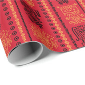 赤先住民パターン民族部族ボホ文化 ラッピングペーパー (ロールコーナー)