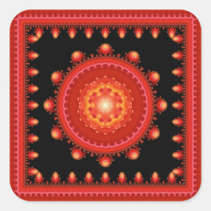 赤光沢曼荼羅 スクエアシール