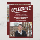 赤写グランジ真 招待状 (正面/裏面)