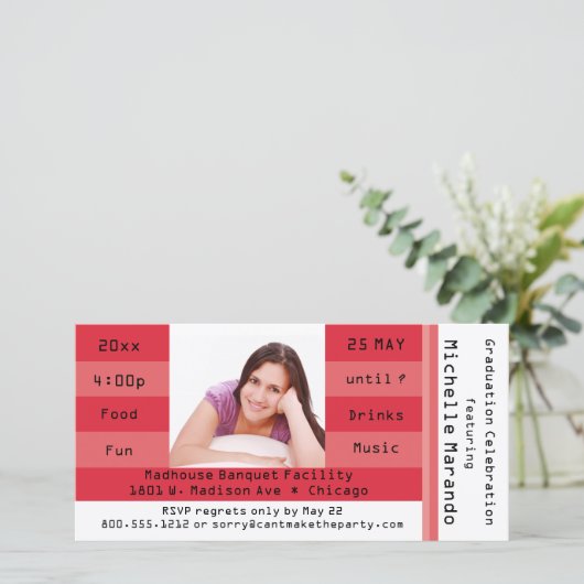 赤写真アドミッションチケットパーティの招待状 (スタンド正面)