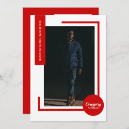 赤写真ウルトラモダンフォト卒業招待状