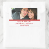 赤写真モダン日付ステッカーを保存 長方形シール (バッグ)