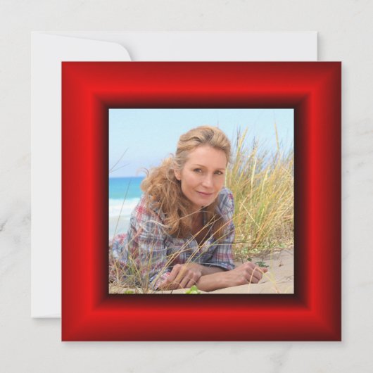 赤写真縁ど黒任意の年誕生日 招待状 (裏面)