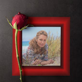 赤写真縁ど黒任意の年誕生日 招待状