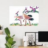 赤冠クレーン立ポスタースケッチ2 ポスター (ホームオフィス)