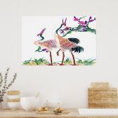 赤冠クレーン立ポスタースケッチ2 ポスター (キッチン)