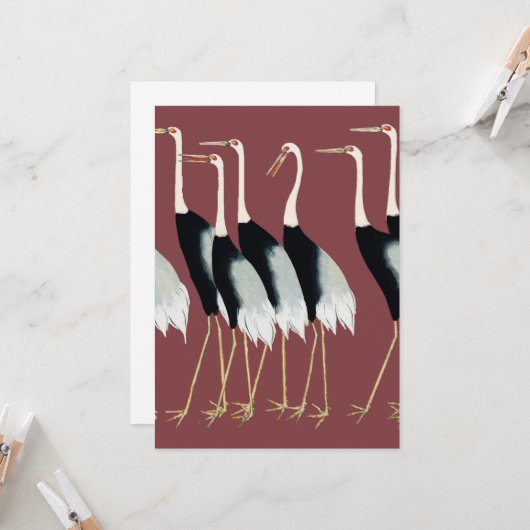 赤冠ク日本のレーンの群れ カード (正面/裏面インサイチュ)