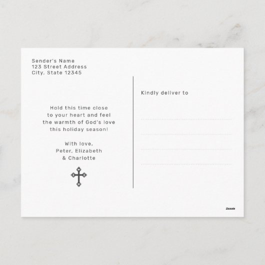 赤出生シーンクリスチャンのクリスマスフォト シーズンポストカード (裏面)