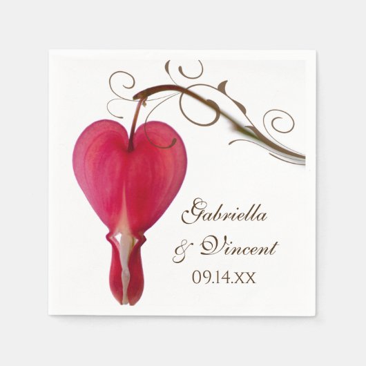 赤出血ハート結婚フローラ スタンダードカクテルナプキン (正面)