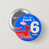 赤列車の誕生日4文字の名前の年齢ボタン 缶バッジ (正面&裏面)