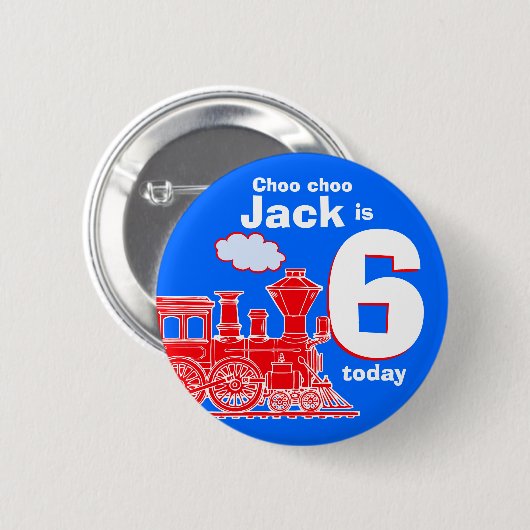 赤列車の誕生日4文字の名前の年齢ボタン 缶バッジ (正面&裏面)