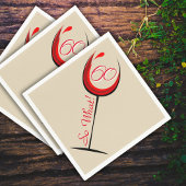 赤前向きワイングラス60だから何/ 60誕生日 スタンダードカクテルナプキン