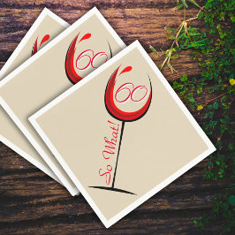 赤前向きワイングラス60だから何/ 60誕生日 スタンダードカクテルナプキン