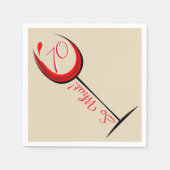 赤前向きワイングラス70だから何/ 70誕生日 スタンダードカクテルナプキン (正面)