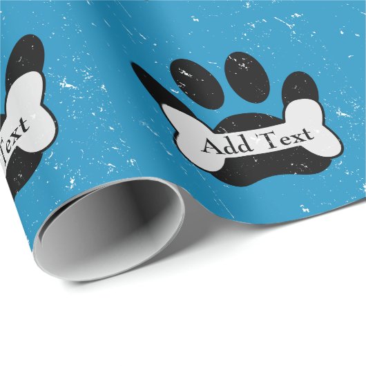 赤動揺してちゃん青の犬の前足のプリントと骨 ラッピングペーパー (ロールコーナー)