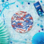 赤動揺して白と青の迷彩柄 ペーパープレート (パーティー)