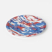 赤動揺して白と青の迷彩柄 ペーパープレート (アングル)