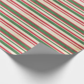 赤動揺して白の緑のストライプ ラッピングペーパー (角)