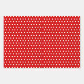 赤動揺して緑の白い水玉模様パターン ラッピングペーパーシート (正面3)