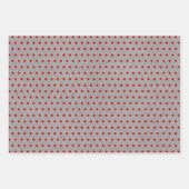 赤動揺して緑ホワイトドットフェイクグレークラフト ラッピングペーパーシート (正面2)