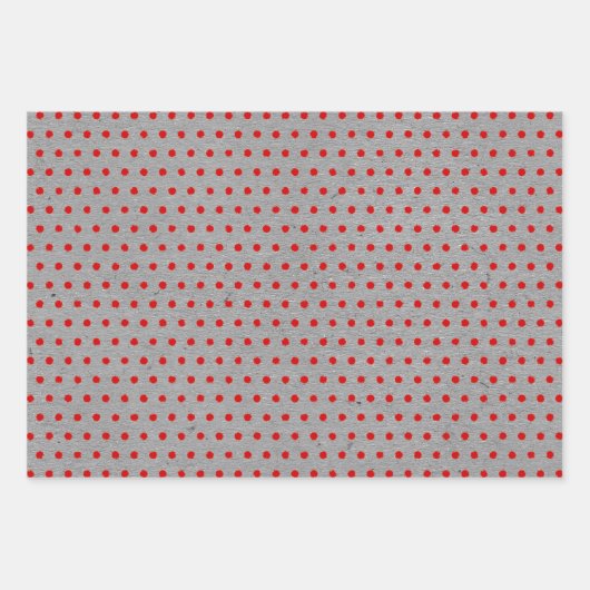 赤動揺して緑ホワイトドットフェイクグレークラフト ラッピングペーパーシート (正面2)
