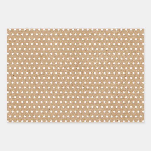 赤動揺して緑ホワイトドット茶クフェイクラフト ラッピングペーパーシート (正面)