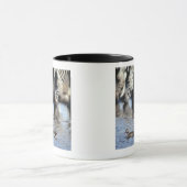 赤勘定書を出されたティール(緑がかった色) (Anaのerythrorhyncha)の組 マグカップ (中央)