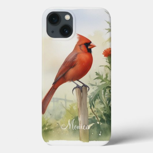 赤北（鳥）ショウジョウコウカンチョウの水の色のパーソナライズ名 Case-Mate iPhoneケース (裏面)