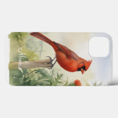 赤北（鳥）ショウジョウコウカンチョウの水の色のパーソナライズ名 Case-Mate iPhoneケース (裏面 (横))