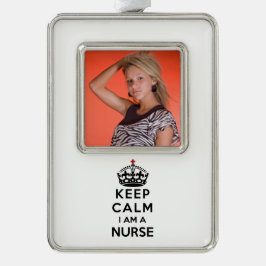 赤十字クラウン Keep Calm 私は看護師 シルバープレートフレームオーナメント