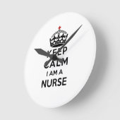 赤十字クラウン Keep Calm 私は看護師 ラウンド壁時計 (傾斜)