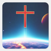 赤十字スペースエスケープのステッカー スクエアシール (正面)