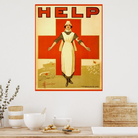 赤十字ナースヴィンテージ世界大戦1カンヴのポスター ポスター (キッチン)