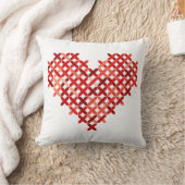 赤十字縫いルックハートリバーシブルカントリー クッション (ブランケット)