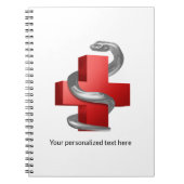 赤十字銀蛇のヘビのシンボル ノートブック (正面)