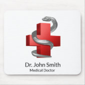 赤十字銀蛇のヘビのシンボル マウスパッド (正面)